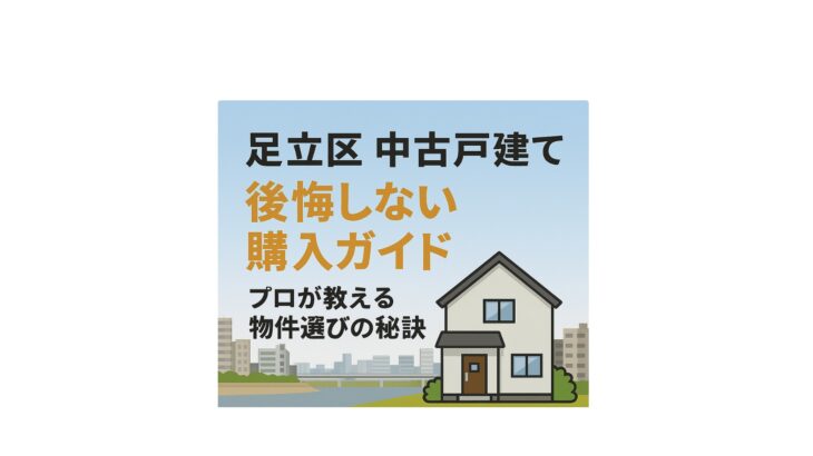 【足立区 中古戸建て】後悔しない購入ガイド｜プロが教える物件選びの秘訣