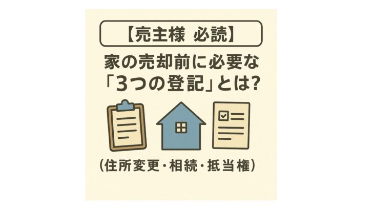【売主様 必読】家の売却前に必要な「3つの登記」とは？（住所変更・相続・抵当権）