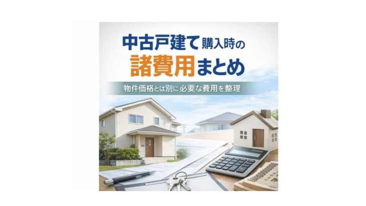 中古戸建てを購入する際に、物件価格とは別に必要となる諸費用の内訳と目安を解説する記事のアイキャッチ画像