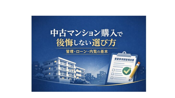 中古マンション購入で後悔しない選び方を解説する記事のアイキャッチ