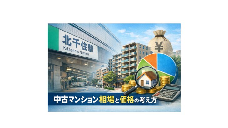 北千住駅周辺の中古マンション相場と価格の考え方を解説する記事のアイキャッチ画像