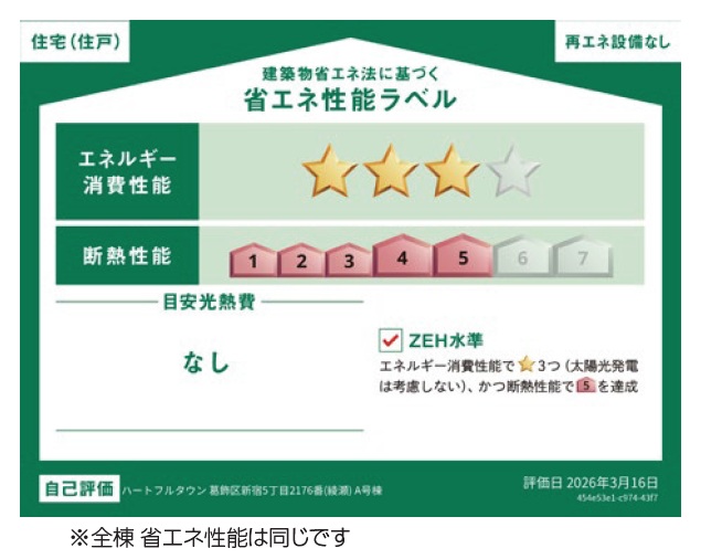 葛飾区新宿5丁目全3棟の住宅性能・省エネ性能資料