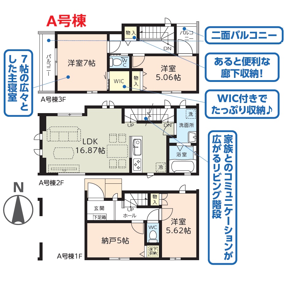 葛飾区新宿5丁目A号棟の間取り図