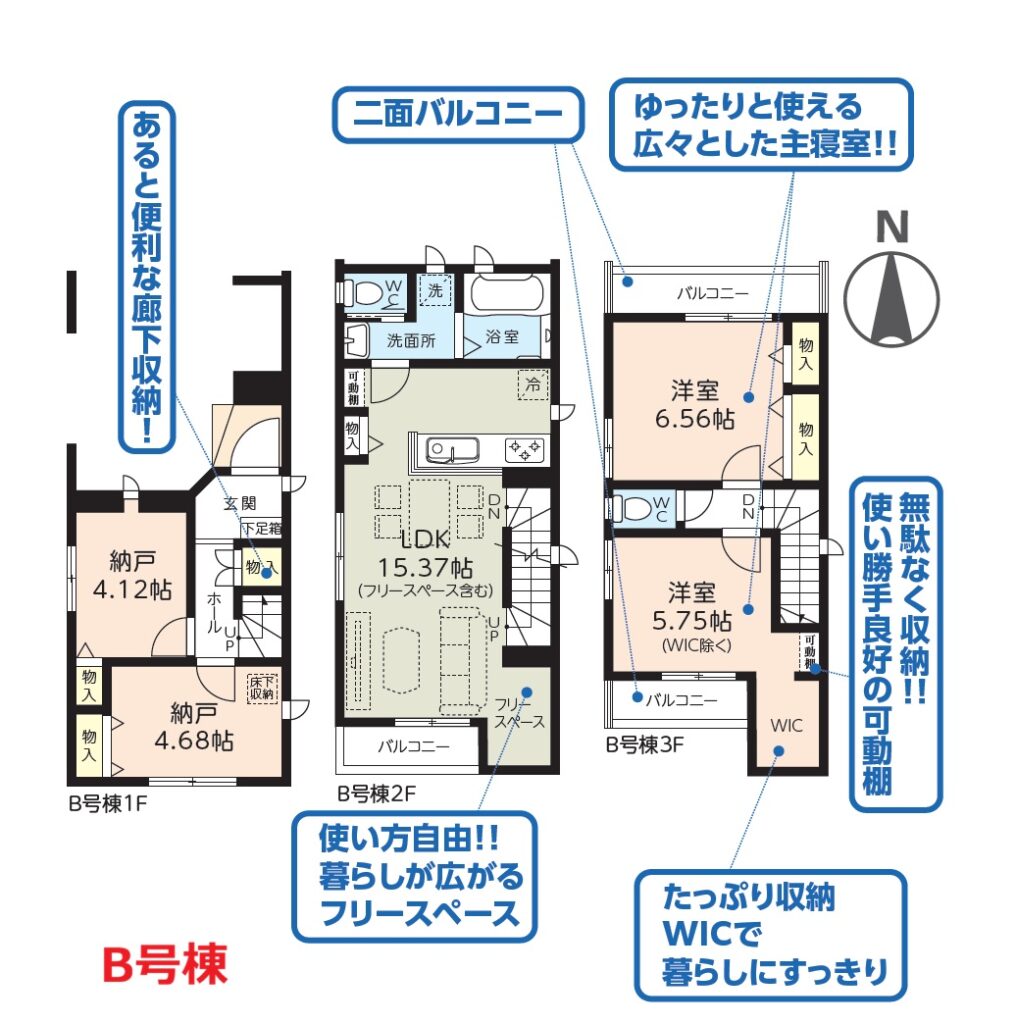 葛飾区新宿5丁目B号棟の間取り図