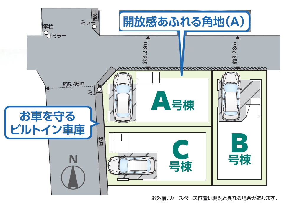 葛飾区新宿5丁目の新築戸建全3棟の区画図